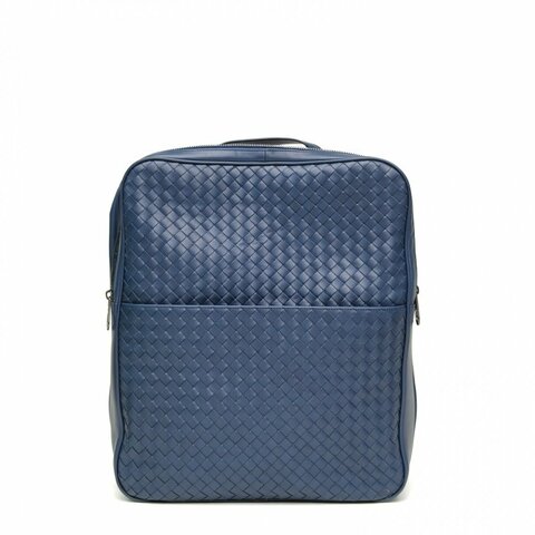BOTTEGA VENETA 藍色牛皮編織雙肩包肩背包