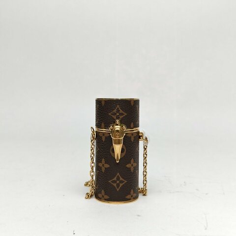 LOUIS VUITTON 老花PVC合金金扣口紅包肩背包