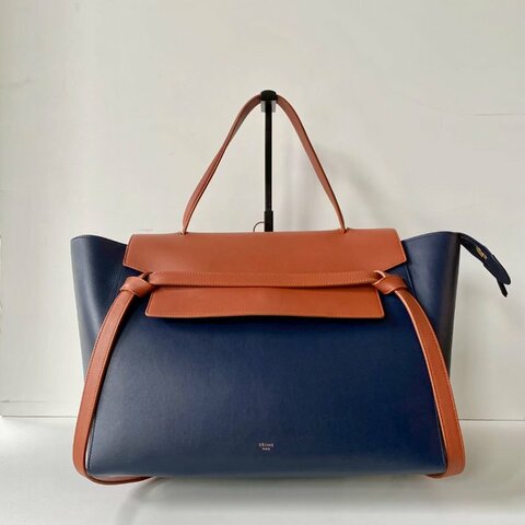 CELINE Belt Bag BI-COLOR 深藍棕 拚色 大號 鯰魚包 手提包 173603