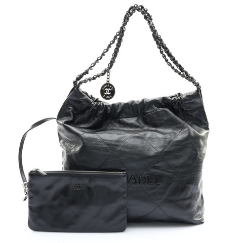 黑色 牛皮 CHANEL 22 肩背包【CHANEL 香奈兒】 AS3260