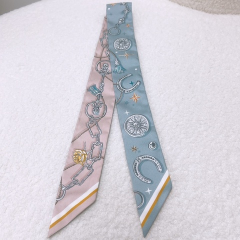 Hermes twilly 綁包絲巾 粉藍粉紅 C’est la fete
