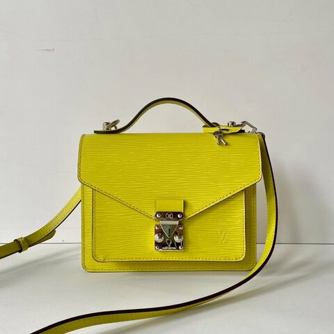 LV monceau bb 檸檬黃 EPI 水波紋 肩背 斜肩包 郵差包 M40978 （未使用）