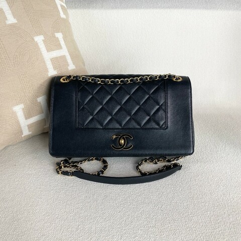 Chanel 黑金琺瑯扣CF鏈條包