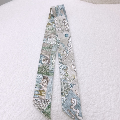 Hermes twilly 綁包絲巾 藍色 啡色 City of light