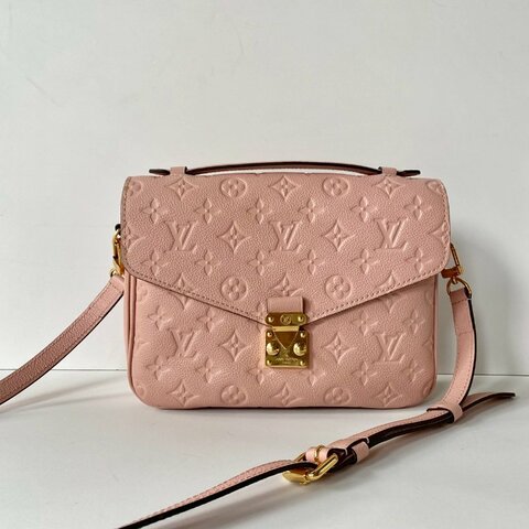 LV Pochette Metis 絕版粉色 牛皮 金扣 老花 郵差包 手提 斜背 M41487
