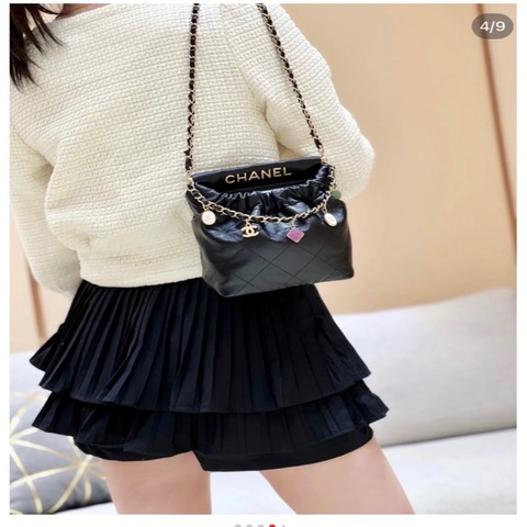 Chanel香奈兒 23p芯片黑色金扣羊皮彩寶福袋單肩斜挎包