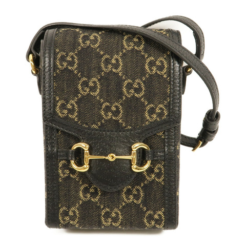 GUCCI 皮革/牛仔布Horsebit 1955 Mini肩背袋