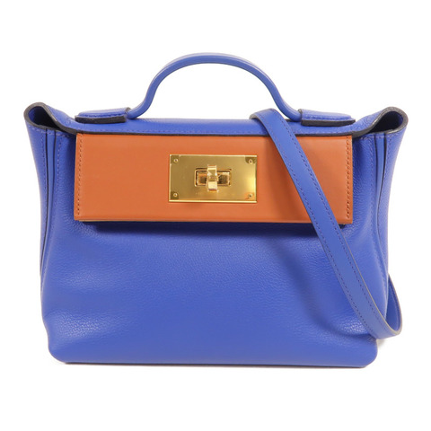 HERMES Swift/Evercolor皮革24/24 Mini手挽肩背兩用袋Cuivre/Chai/Electric