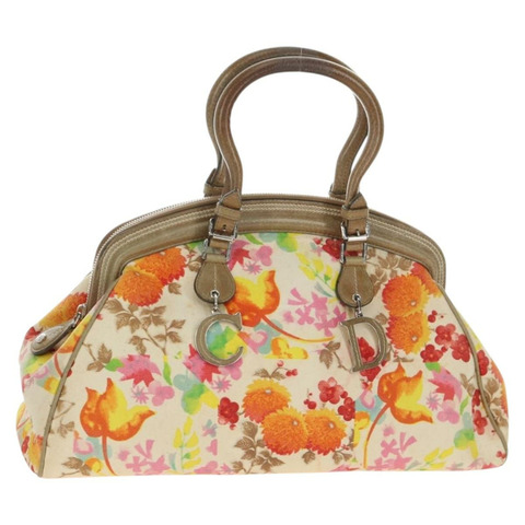 Christian Dior 波士頓包 帆布 多色 銀色 正品 190638M