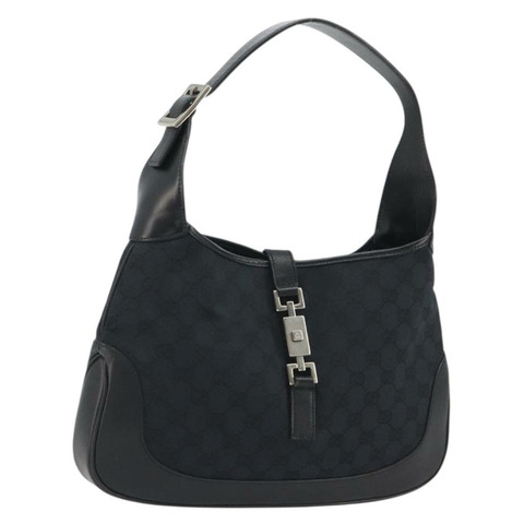 GUCCI GG帆布Jackie肩包 黑色 銀色 001.3306 正品 BA13943