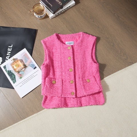 CHANEL tweed金扣短款馬甲