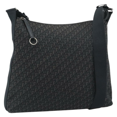 Christian Dior Trotter帆布肩背包 黑色 銀色 正品 190852A