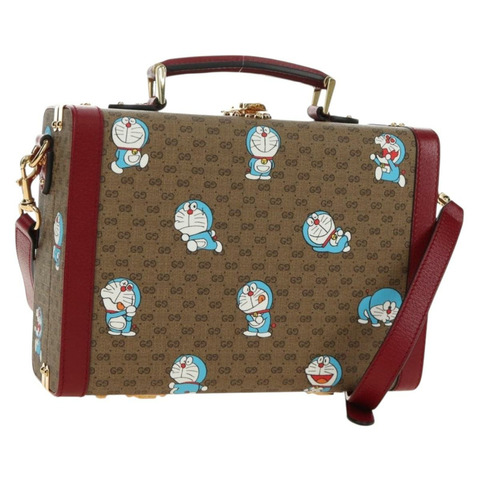 GUCCI Micro GG Supreme哆啦A夢手提包 PVC 兩用 米色 633587 正品 187481SM