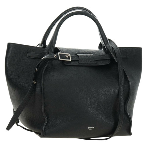 CELINE 大號手提包 小號手提包 皮革 黑色 銀色 正品 189349SAM