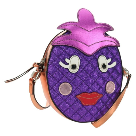GUCCI 兒童鳳梨肩背包 皮革 紫色 銀色 正品 189054SAM