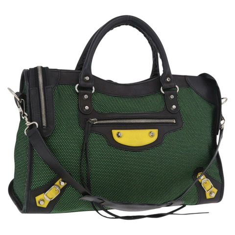 BALENCIAGA The City 手袋 帆布 2way 綠銀 115748 正品 189103M