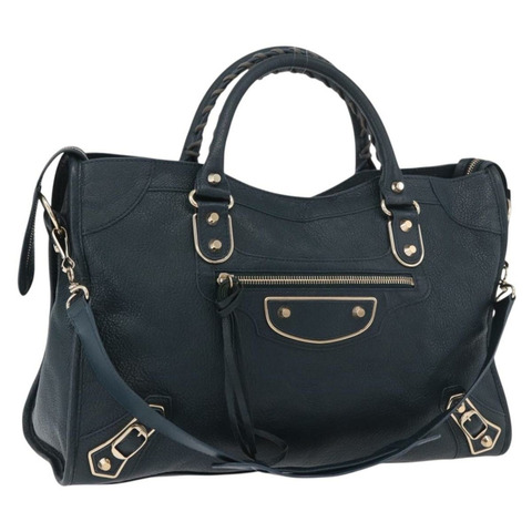 BALENCIAGA 經典金屬邊飾城市皮革雙肩包 綠色 115748 正品 189070SM