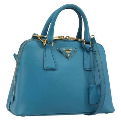 PRADA 手提包 Saffiano 皮革 2way Light Blue Auth 187856A