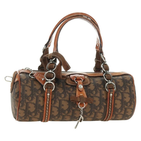 Christian Dior Trotter帆布浪漫手袋 PVC棕色銀色 正品 189127M