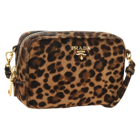 PRADA 肩背包 Harako 皮革 棕色 金色 正品 189306V