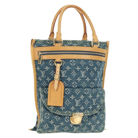 路易威登 Monogram 牛仔布手提包 藍色 M95018 LV 正品 189186SAV