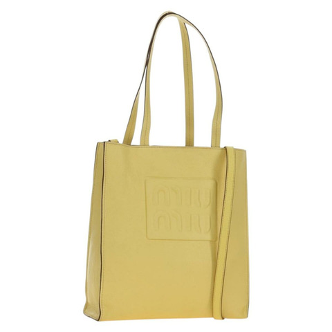Miu Miu 托特包 皮革 兩用 黃色 金色 正品 189749M