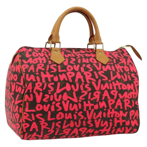 路易威登 Monogram Graffiti Speedy 30 手提包 粉紅色 M93704 LV 正品 189751SAM