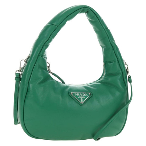 PRADA 手袋 皮革 兩用 綠色 銀色 正品 189777SM
