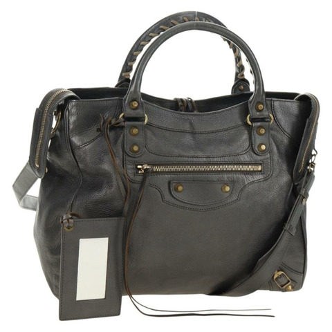 BALENCIAGA 經典 Vero 手提包 皮革 灰色 235216 正品 189775SM