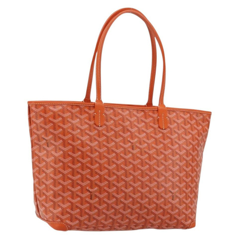 GOYARD 人字紋 Artois PM 手提包 PVC 皮革 橙色 正品 am11996SM