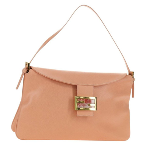 FENDI Mamma Baguette 肩背包 皮革 橘色 金色 正品 am12021SAM