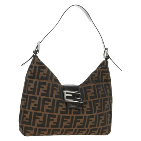 FENDI Zucca帆布Mamma Baguette單肩包 黑色棕色 正品 am12003V
