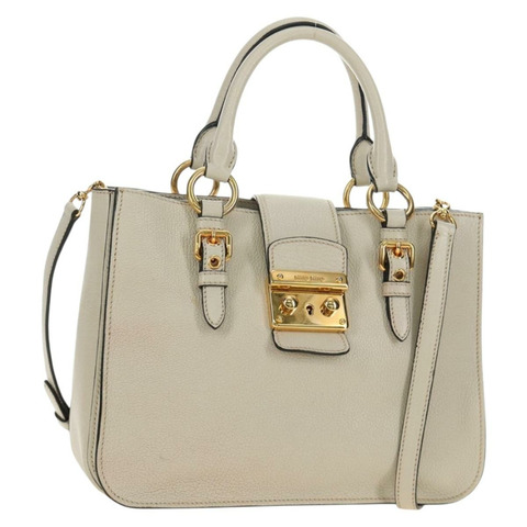 Miu Miu 手提包 皮革 兩用 米色 金色 正品 bs35737V