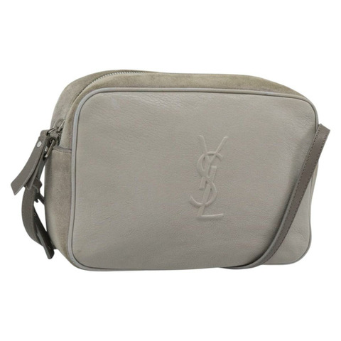SAINT LAURENT 灰色銀色麂皮單肩包 520533 正品 bs35745V