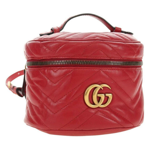 GUCCI 紅色金色皮革單肩包 598594 正品 bs35771V