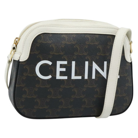 CELINE Triomphe 黑色金色皮革肩背包 正品 ka5013A