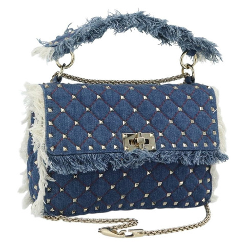 VALENTINO 牛仔布手提包 2way Blue Gold Auth ka5054M