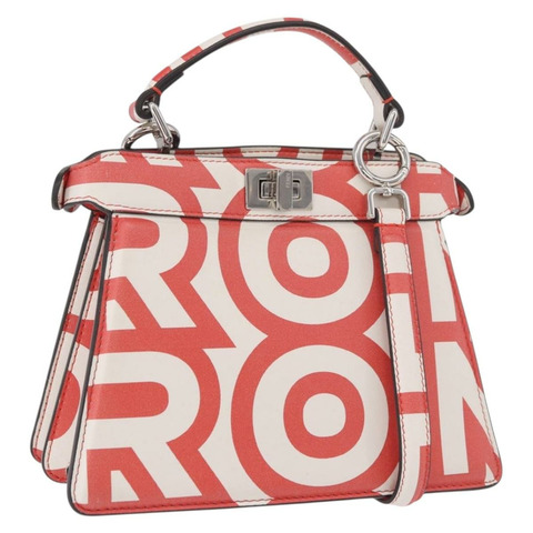 FENDI 迷你 Peek A Boo 手提包 皮革 兩用 白色 銀色 正品 ka5017M