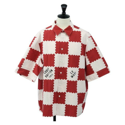 路易威登 Damier Giant 短袖襯衫 LVMADE 4L 紅 LV 正品 190266SAM