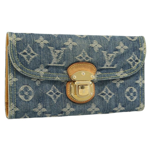 路易威登 Monogram 牛仔布 Portefeuille Amelia 皮夾 藍色 M95511 正品 190233V