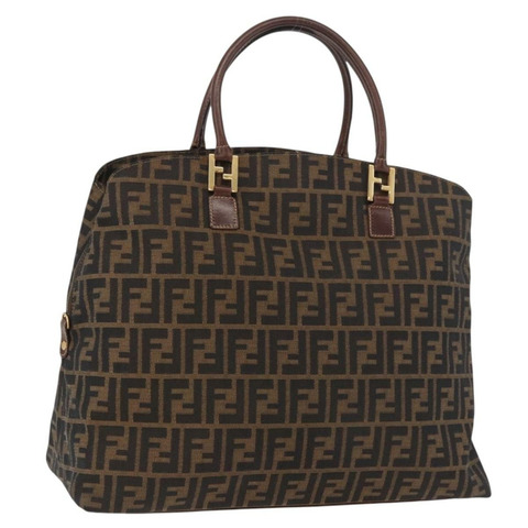 FENDI Zucca帆布波士頓包 棕色/黑色 正品 188298A