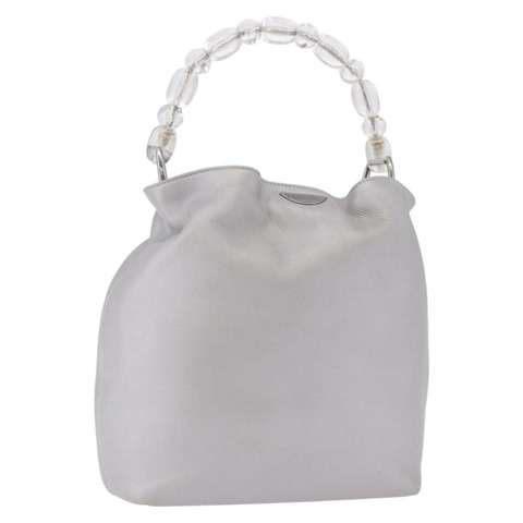 Christian Dior Maris Pearl 手提包 皮革 銀色 正品 bs35918A