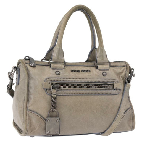 Miu Miu 手提包 皮革 兩用 灰色 正品 bs35942M