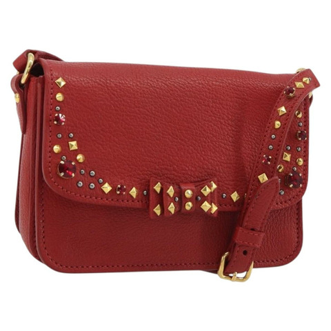 Miu Miu 紅色金色皮革單肩包 正品 BA13686V