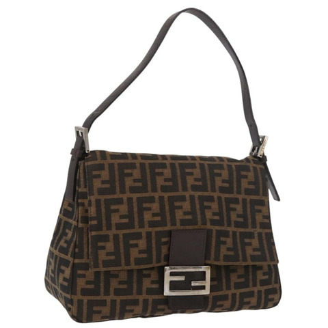 FENDI Zucca帆布Mamma Baguette單肩包 黑色棕色 正品 190109SAV