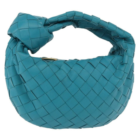BOTTEGA VENETA INTRECCIATO 迷你 Jody 手提包 皮革 藍色 金色 正品 189886SM