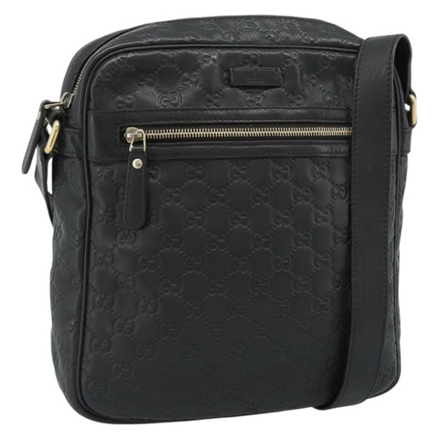 GUCCI GG帆布Guccissima單肩包 皮革 黑色 金色 201448 正品 BA13721A