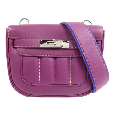 HERMES Swift皮革Berline Mini銀扣肩背袋Anemone
