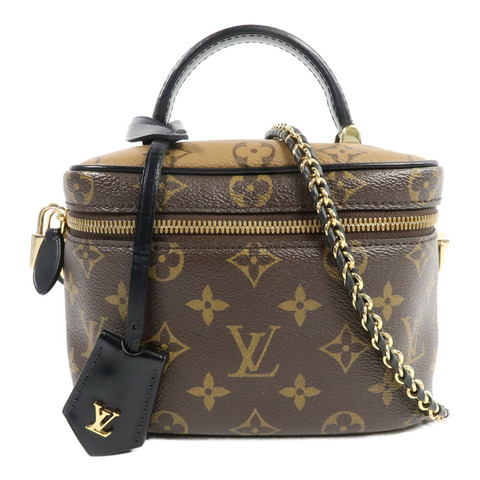 LOUIS VUITTON Monogram Reverse Vanity PM金扣手挽肩背兩用袋棕色