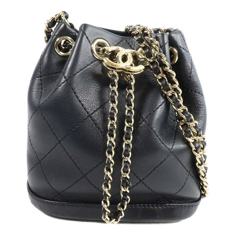 CHANEL 羊皮皮革Bucket Bag鏈帶肩背袋